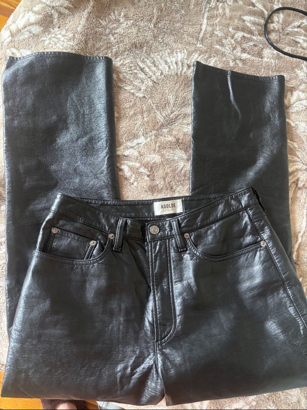 AGOLDE Black Leather Pants - Picture 2 of 4